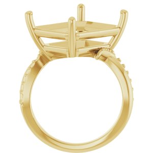 14K Yellow Gold 15x13 mm Emerald Ring Mounting – image 4