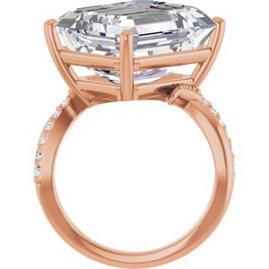 14K Rose Gold 15x13 mm Emerald Ring Mounting – image 3