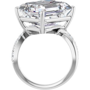 18K White Gold 15x13 mm Emerald Ring Mounting – image 3