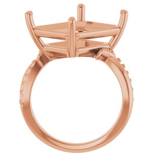14K Rose Gold 15x13 mm Emerald Ring Mounting – image 4