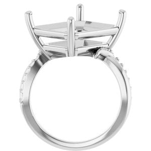 18K White Gold 15x13 mm Emerald Ring Mounting – image 4