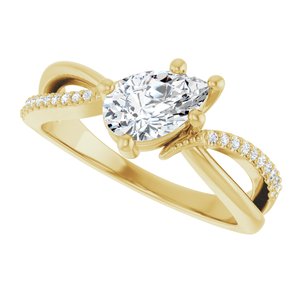 18K Yellow Gold 8x5 mm Pear Ring Mounting – image 8