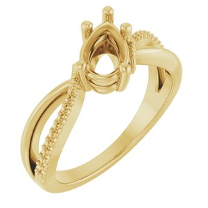 18K Yellow Gold 8x5 mm Pear Ring Mounting – image 2