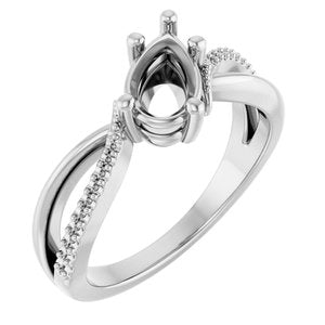 14K X1 White Gold 8x5 mm Pear Ring Mounting – image 2