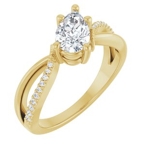 18K Yellow Gold 8x5 mm Pear Ring Mounting