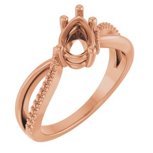 14K Rose Gold 8x5 mm Pear Ring Mounting – image 2
