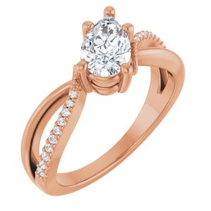 10K Rose Gold 8x5 mm Pear Ring Mounting