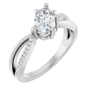 14K X1 White Gold 8x5 mm Pear Ring Mounting