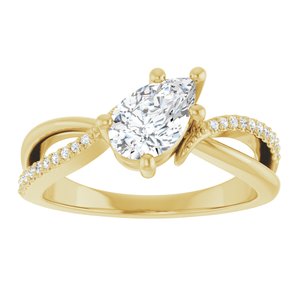 18K Yellow Gold 8x5 mm Pear Ring Mounting – image 5