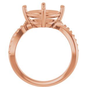 10K Rose Gold 11 mm Round Ring Mounting – image 4