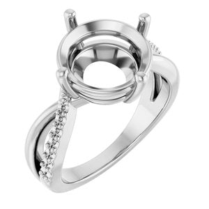 14K X1 White Gold 11 mm Round Ring Mounting – image 2