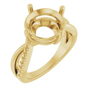 14K Yellow Gold 11 mm Round Ring Mounting – image 2