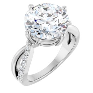 10K White Gold 11 mm Round Ring Mounting