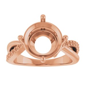 18K Rose Gold 11 mm Round Ring Mounting – image 6