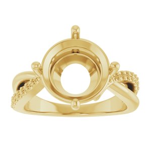 14K Yellow Gold 11 mm Round Ring Mounting – image 6
