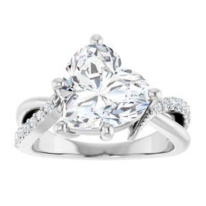 14K White Gold 10x10 mm Heart Ring Mounting – image 5