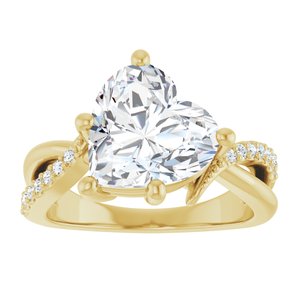10K Yellow Gold 10x10 mm Heart Ring Mounting – image 5