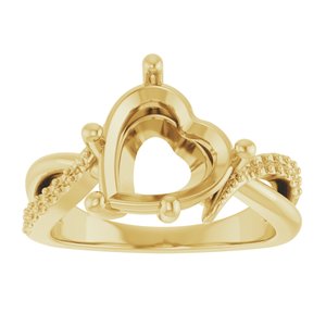 10K Yellow Gold 10x10 mm Heart Ring Mounting – image 6