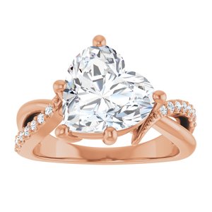 14K Rose Gold 10x10 mm Heart Ring Mounting – image 5