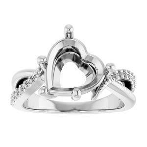 14K White Gold 10x10 mm Heart Ring Mounting – image 6