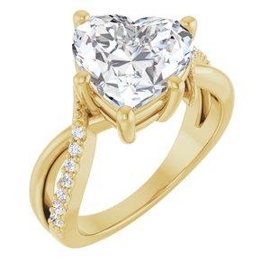 10K Yellow Gold 10x10 mm Heart Ring Mounting
