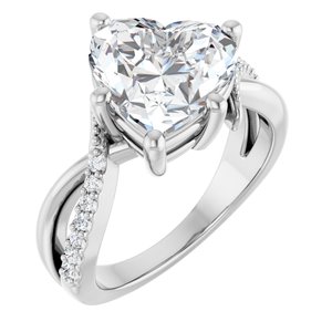14K White Gold 10x10 mm Heart Ring Mounting