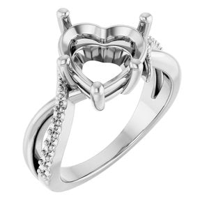 18K White Gold 10x10 mm Heart Ring Mounting – image 2
