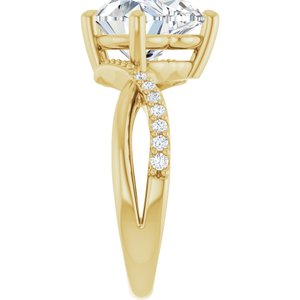 10K Yellow Gold 10x10 mm Heart Ring Mounting – image 7