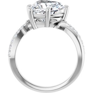 14K White Gold 10x10 mm Heart Ring Mounting – image 3