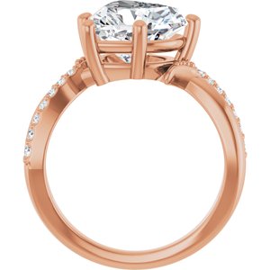 18K Rose Gold 10x10 mm Heart Ring Mounting – image 3