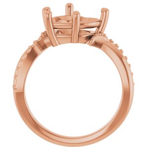 14K Rose Gold 10x10 mm Heart Ring Mounting – image 4