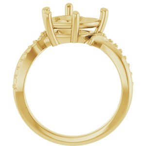 10K Yellow Gold 10x10 mm Heart Ring Mounting – image 4