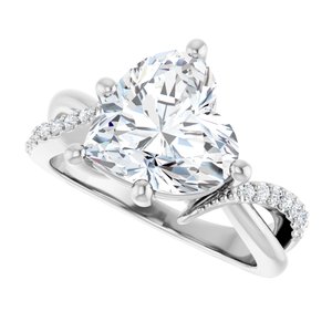 18K White Gold 10x10 mm Heart Ring Mounting – image 8