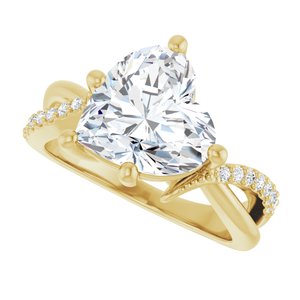 10K Yellow Gold 10x10 mm Heart Ring Mounting – image 8