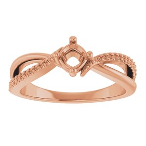 18K Rose Gold 4x4 mm Cushion Ring Mounting – image 6