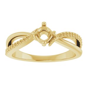 14K Yellow Gold 4x4 mm Cushion Ring Mounting – image 6