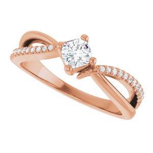10K Rose Gold 4x4 mm Cushion Ring Mounting – image 8