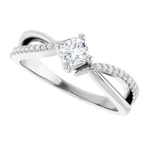10K White Gold 4x4 mm Cushion Ring Mounting – image 8