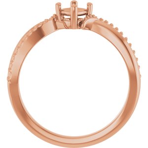 10K Rose Gold 4x4 mm Cushion Ring Mounting – image 4