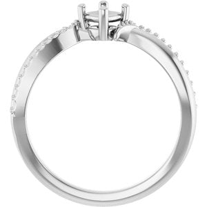 10K White Gold 4x4 mm Cushion Ring Mounting – image 4