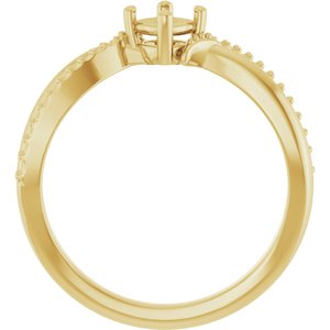 14K Yellow Gold 4x4 mm Cushion Ring Mounting – image 4