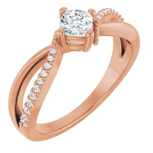 10K Rose Gold 4x4 mm Cushion Ring Mounting