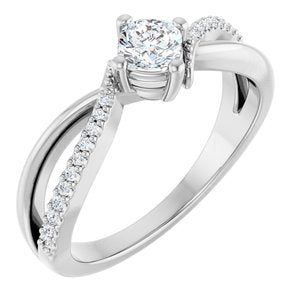 14K White Gold 4x4 mm Cushion Ring Mounting