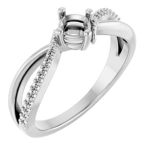 10K White Gold 4x4 mm Cushion Ring Mounting – image 2