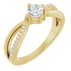 14K Yellow Gold 4x4 mm Cushion Ring Mounting