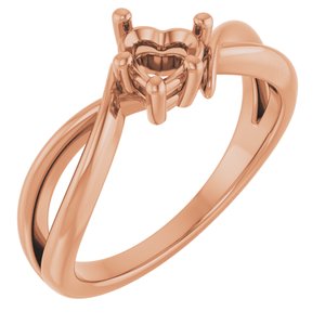 18K Rose Gold 5x5 mm Heart Ring Mounting – image 2