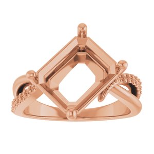 10K Rose Gold 11x9 mm Emerald Ring Mounting – image 6