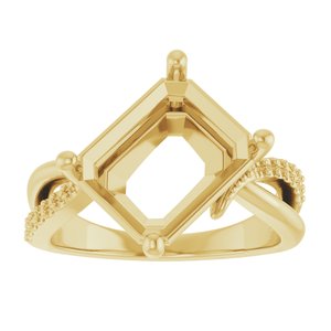 14K Yellow Gold 11x9 mm Emerald Ring Mounting – image 6