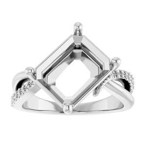 14K White Gold 11x9 mm Emerald Ring Mounting – image 6