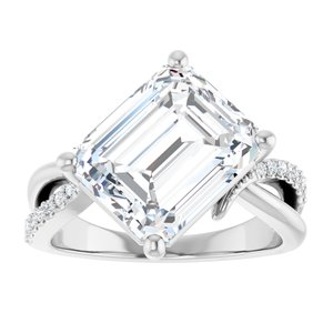 14K X1 White Gold 11x9 mm Emerald Ring Mounting – image 5
